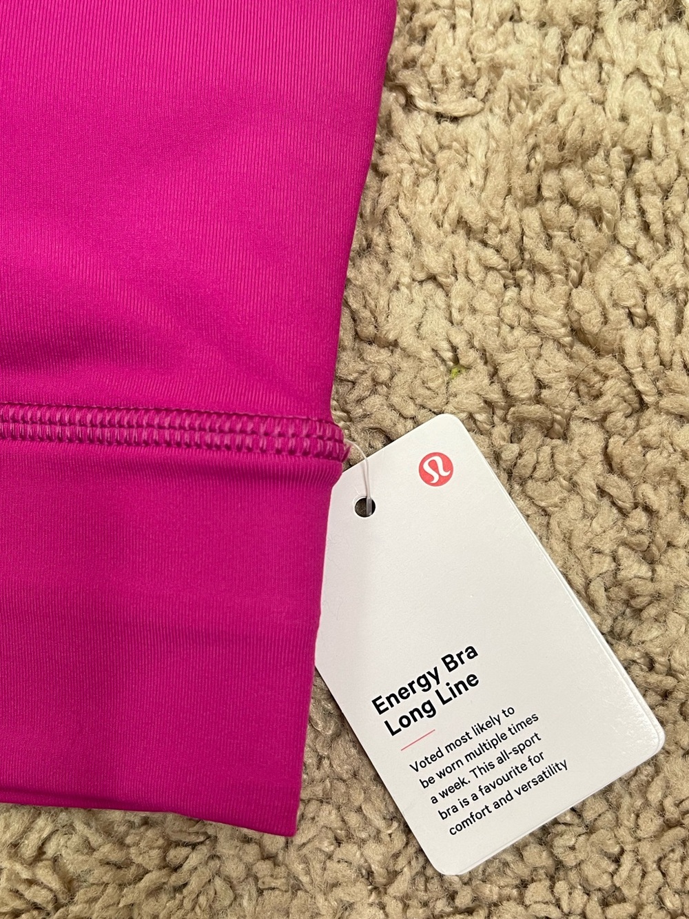 NWT Lululemon Energy Bra Long Line Medium Support Size 8 in Ripened Raspberry - Picture 6 of 14
